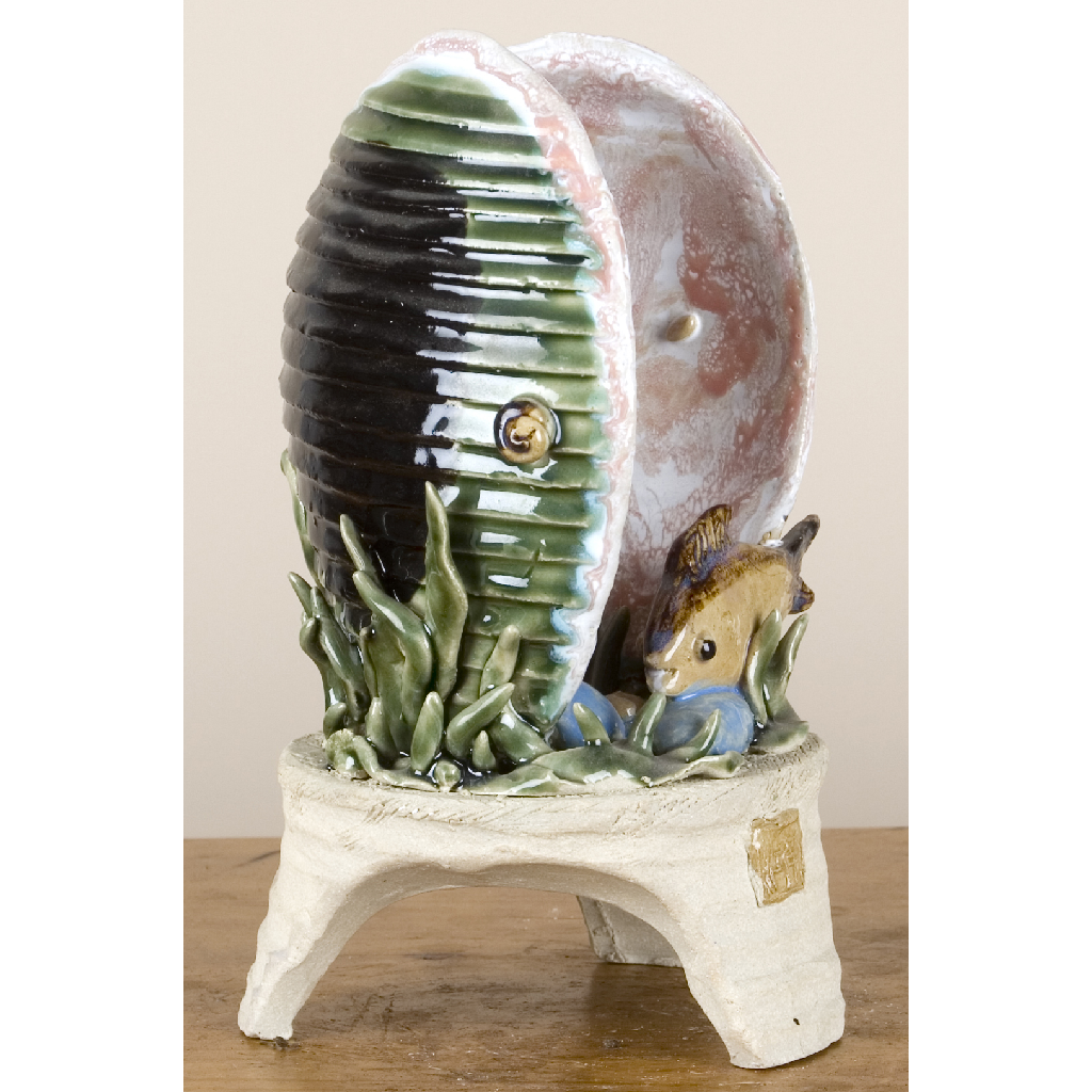 Danny's Fine Porcelain Clam & Fish Ceramic Art Piece