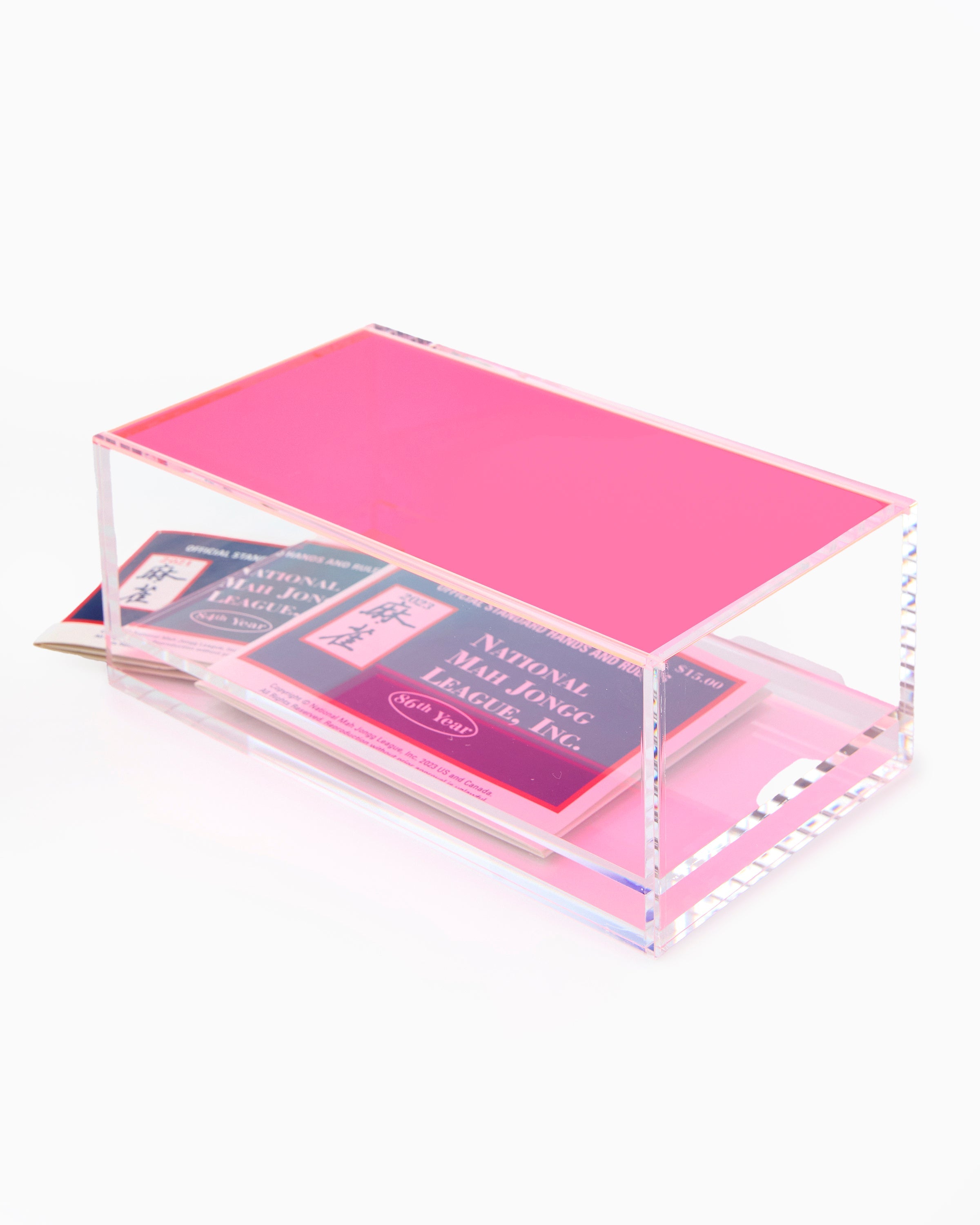Oh My Mahjong Giftware Mahjong Acrylic Box - Neon Pink Lid