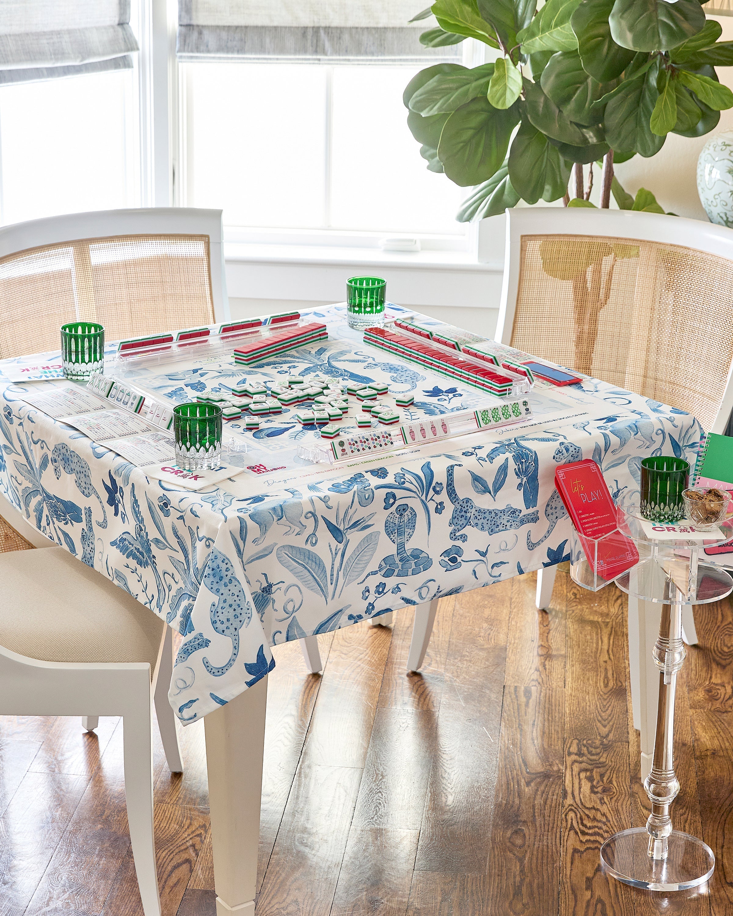 Oh My Mahjong Giftware Oh My Mahjong Amazon Blue Instructional Mahjong Tablecloth