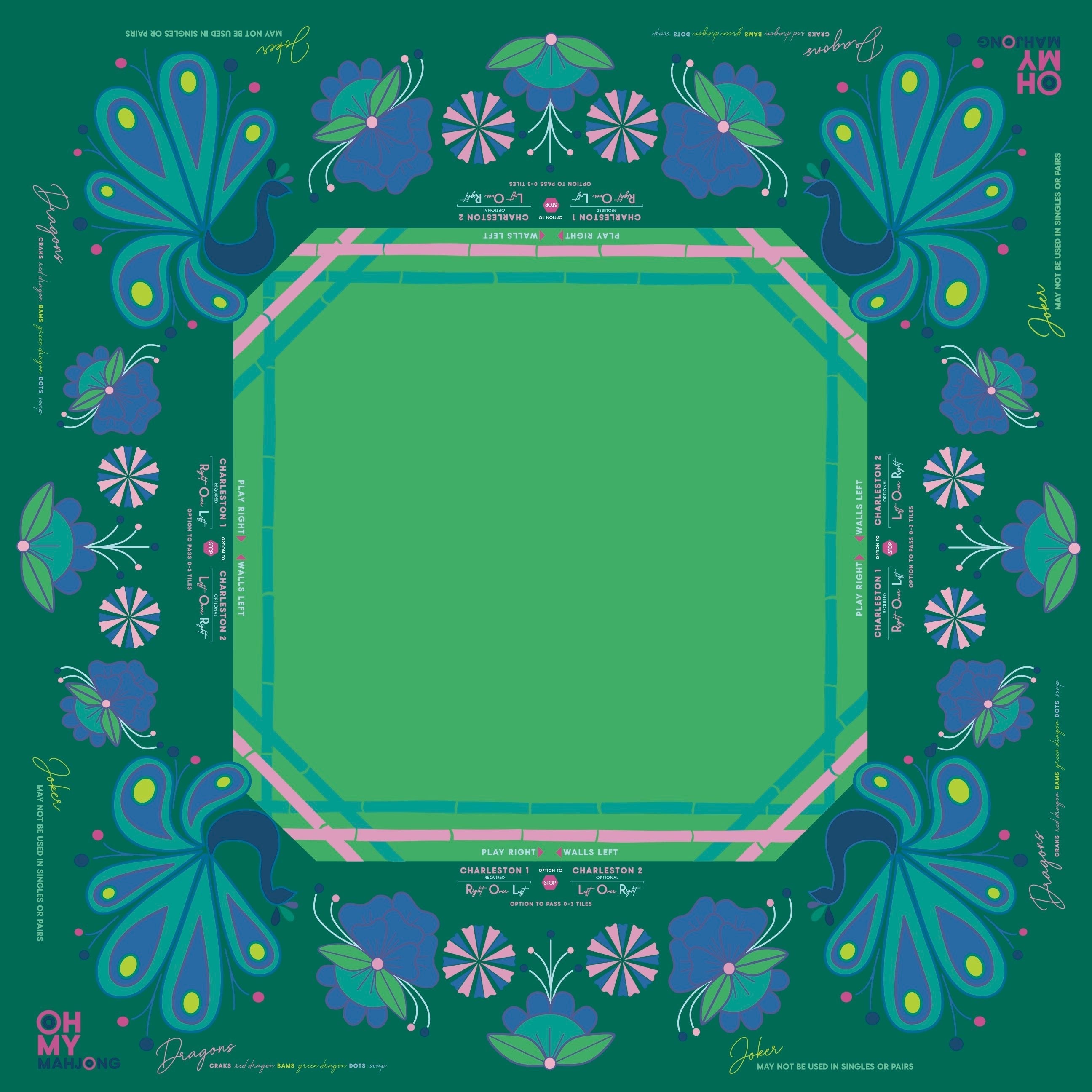Oh My Mahjong Giftware Oh My Mahjong Birdie Green Mat in Tube