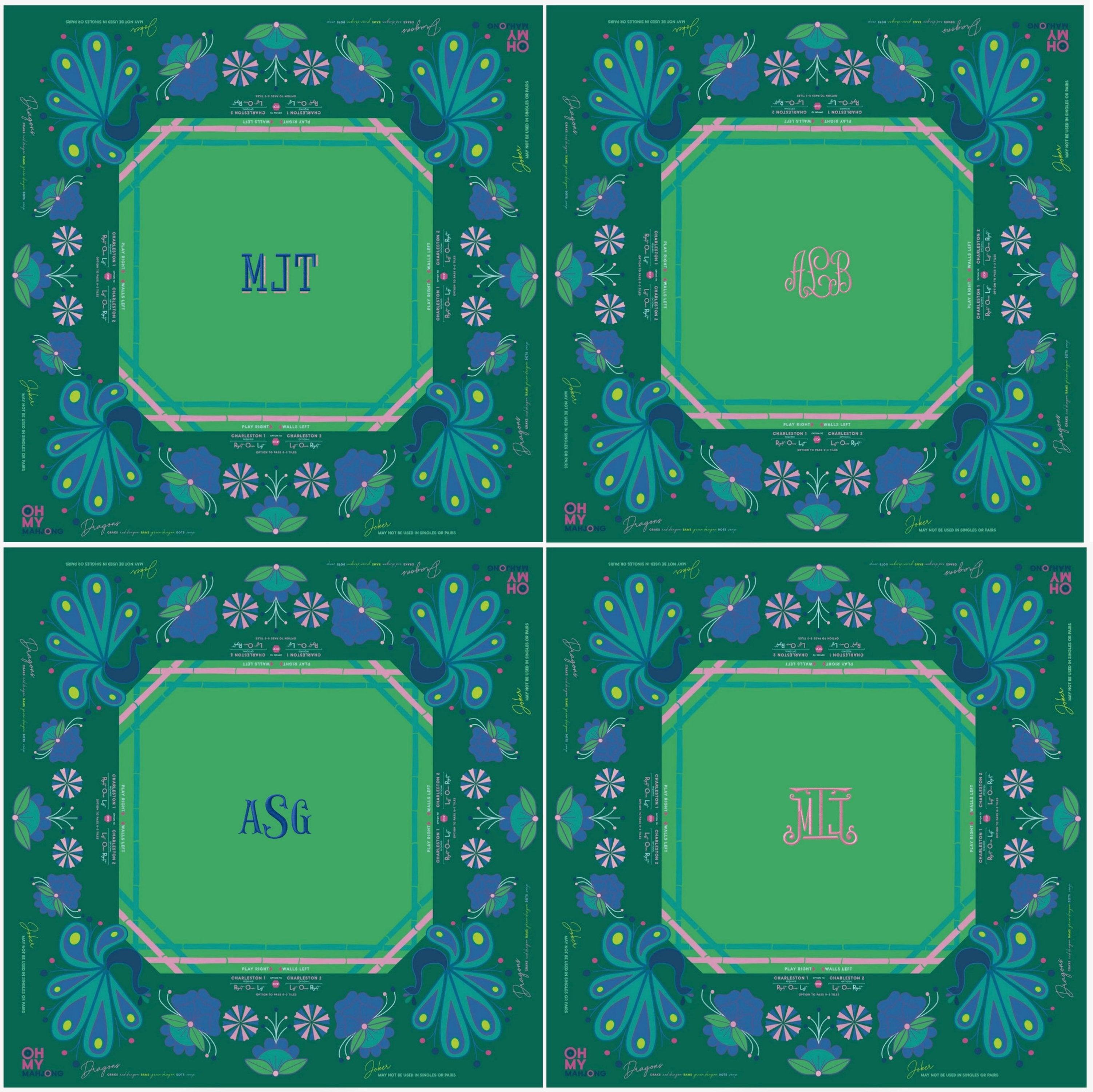 Oh My Mahjong Giftware Oh My Mahjong Birdie Green Mat in Tube