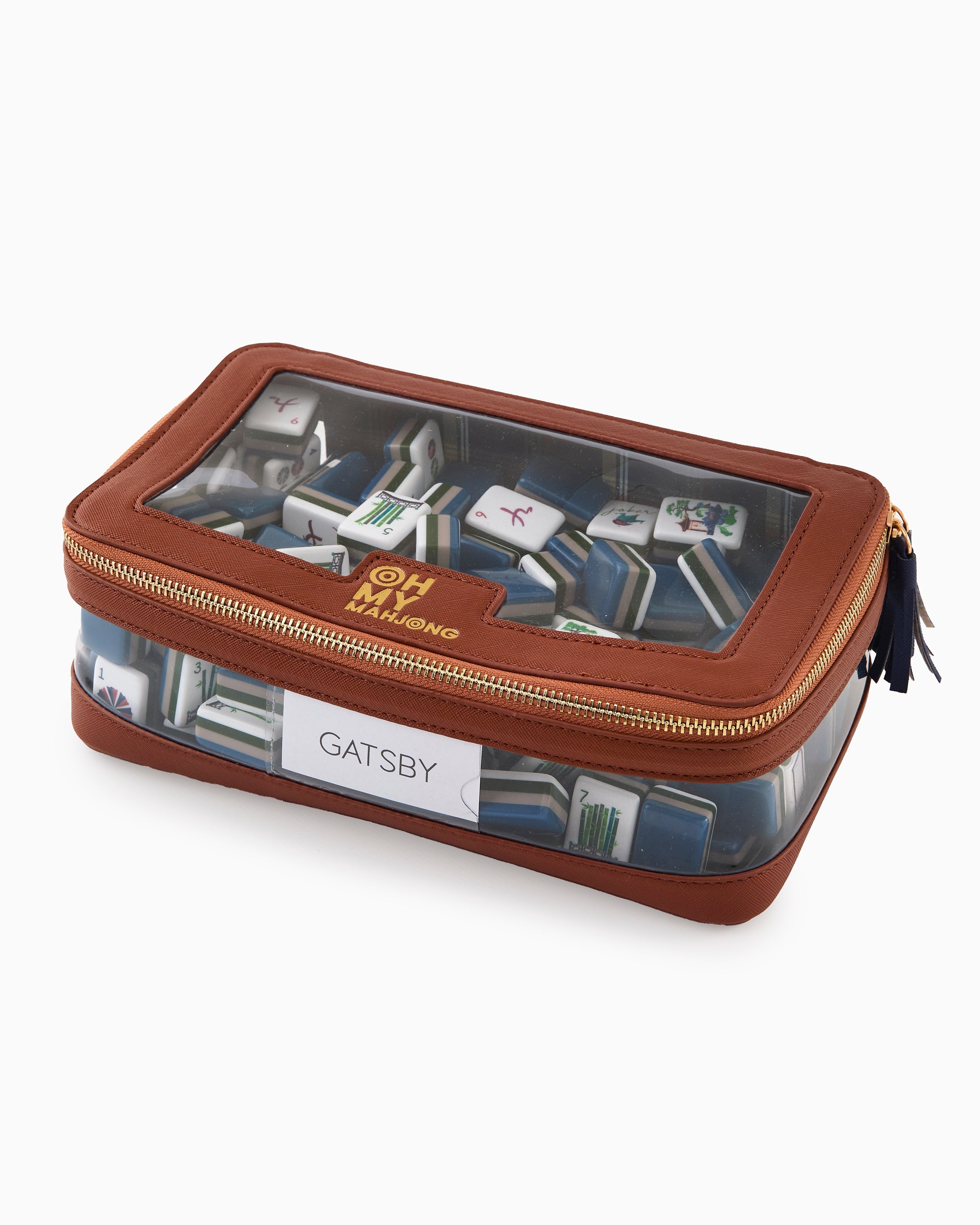 Oh My Mahjong Giftware Oh My Mahjong Cognac Tile Storage Bag