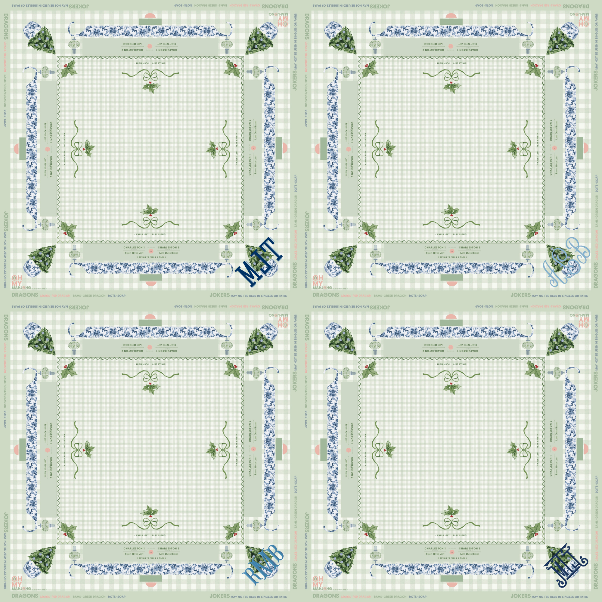 Oh My Mahjong Giftware Oh My Mahjong Holly Jolly Mat in Tube