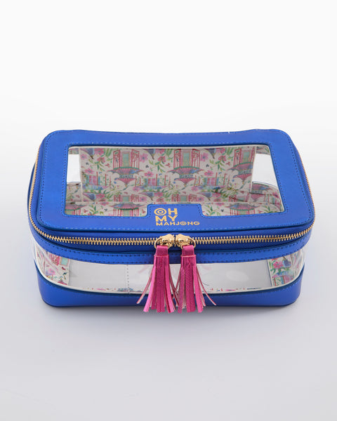 Oh My Mahjong Giftware Oh My Mahjong Metallic Blue Tile Storage Bag