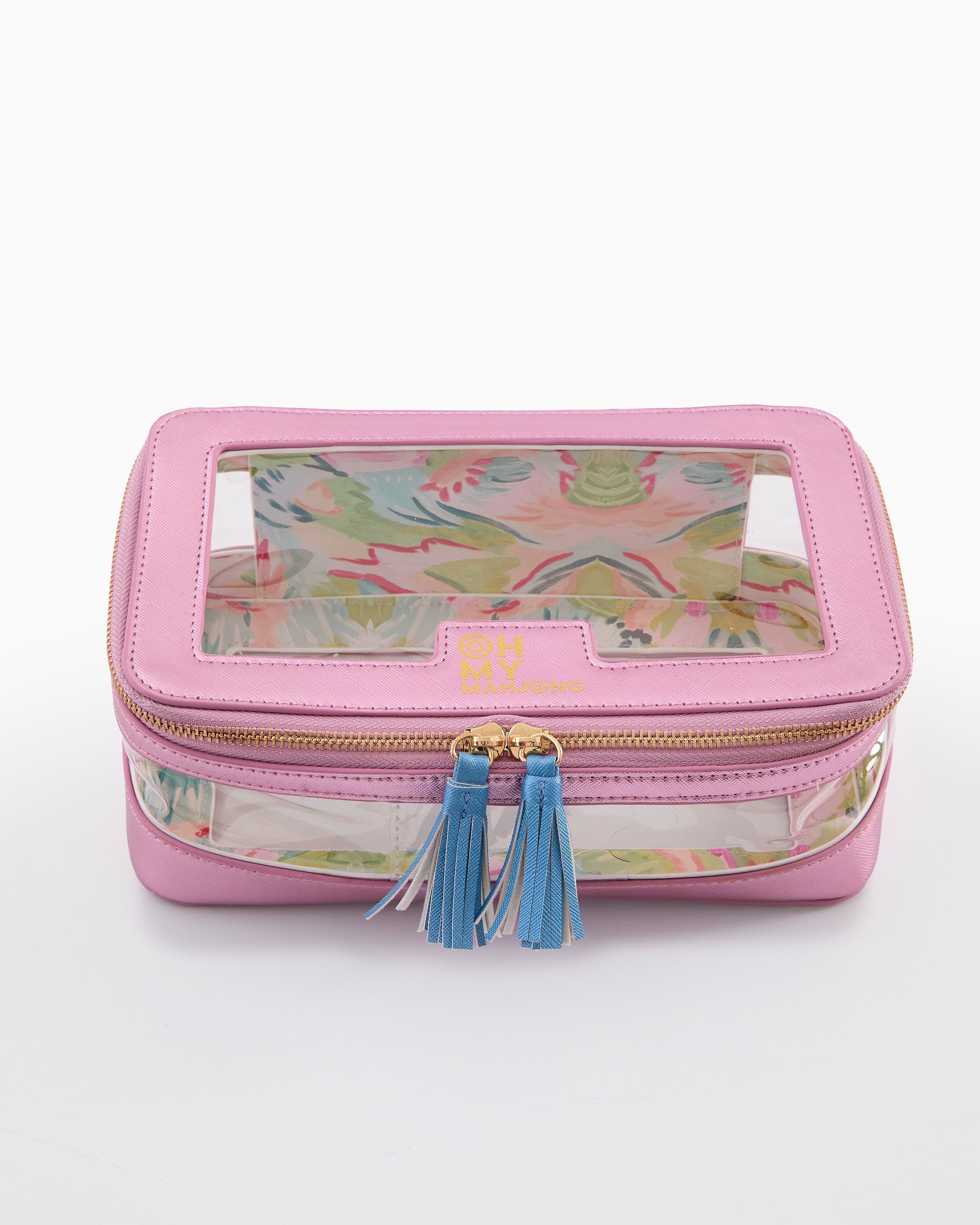 Oh My Mahjong Giftware Oh My Mahjong Metallic Light Pink Tile Storage Bag