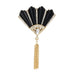 Olivia Riegel Jewelry Olivia Riegel Black Fan with Gold Tassel Brooch