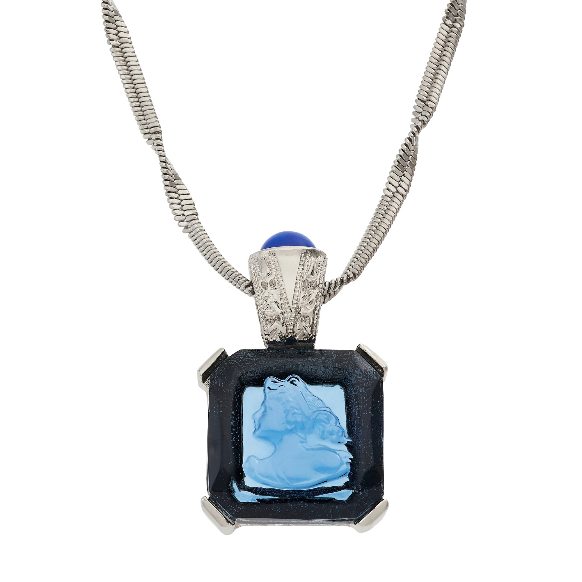 Olivia Riegel Jewelry Olivia Riegel Blue Venetian Glass Intaglio Pendant Necklace