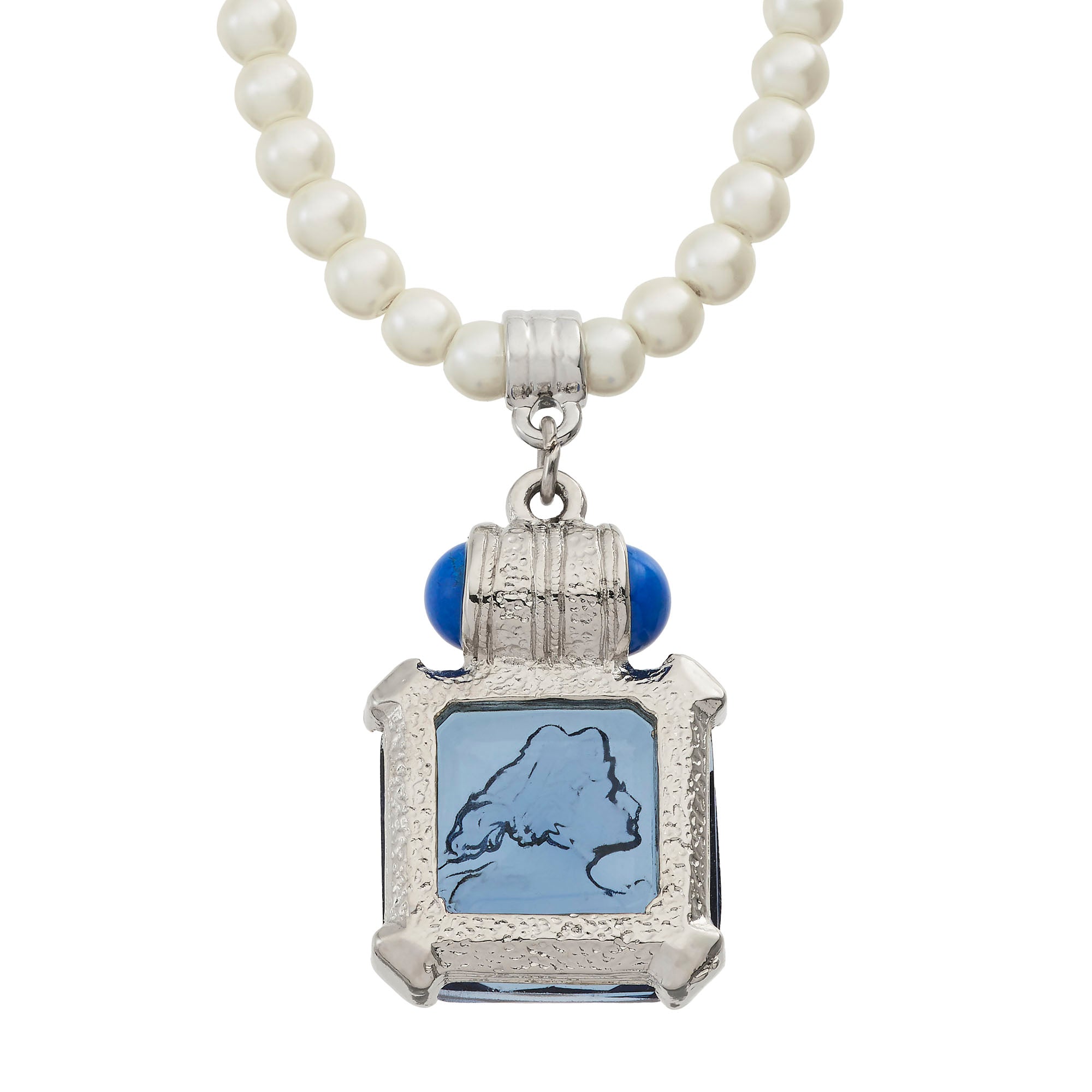 Olivia Riegel Jewelry Olivia Riegel Blue Venetian Glass Intaglio Pendant on Glass Pearl Necklace