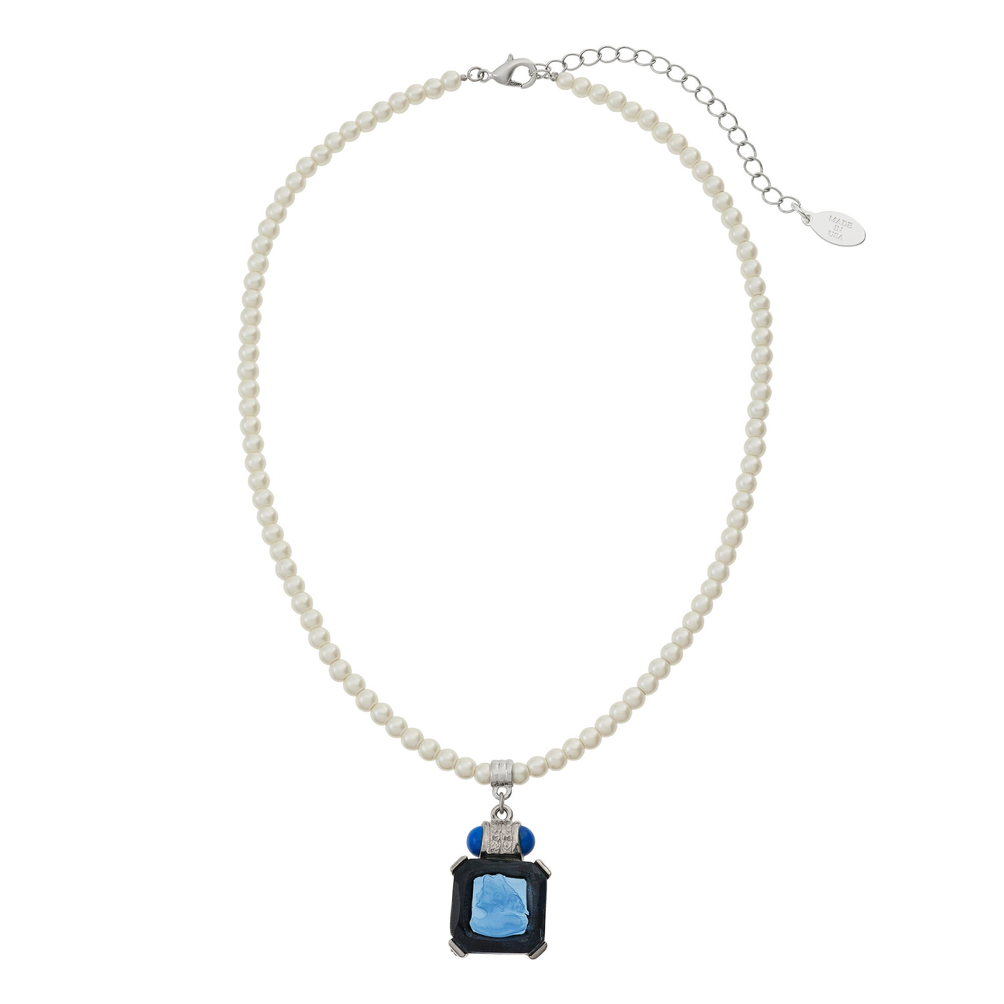 Olivia Riegel Jewelry Olivia Riegel Blue Venetian Glass Intaglio Pendant on Glass Pearl Necklace