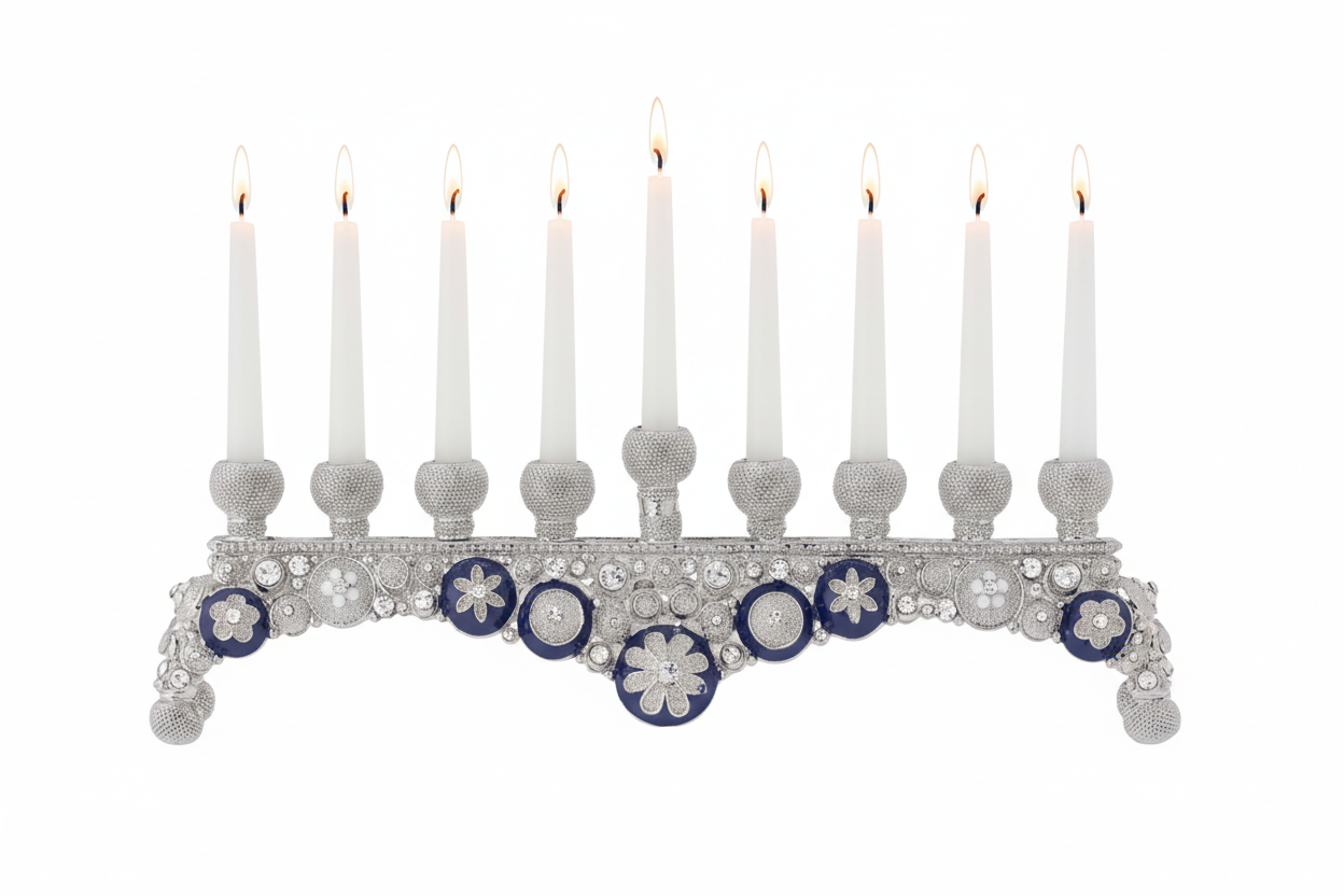 Olivia Riegel Judaica Olivia Riegel Blue & White Charisma Menorah Blue