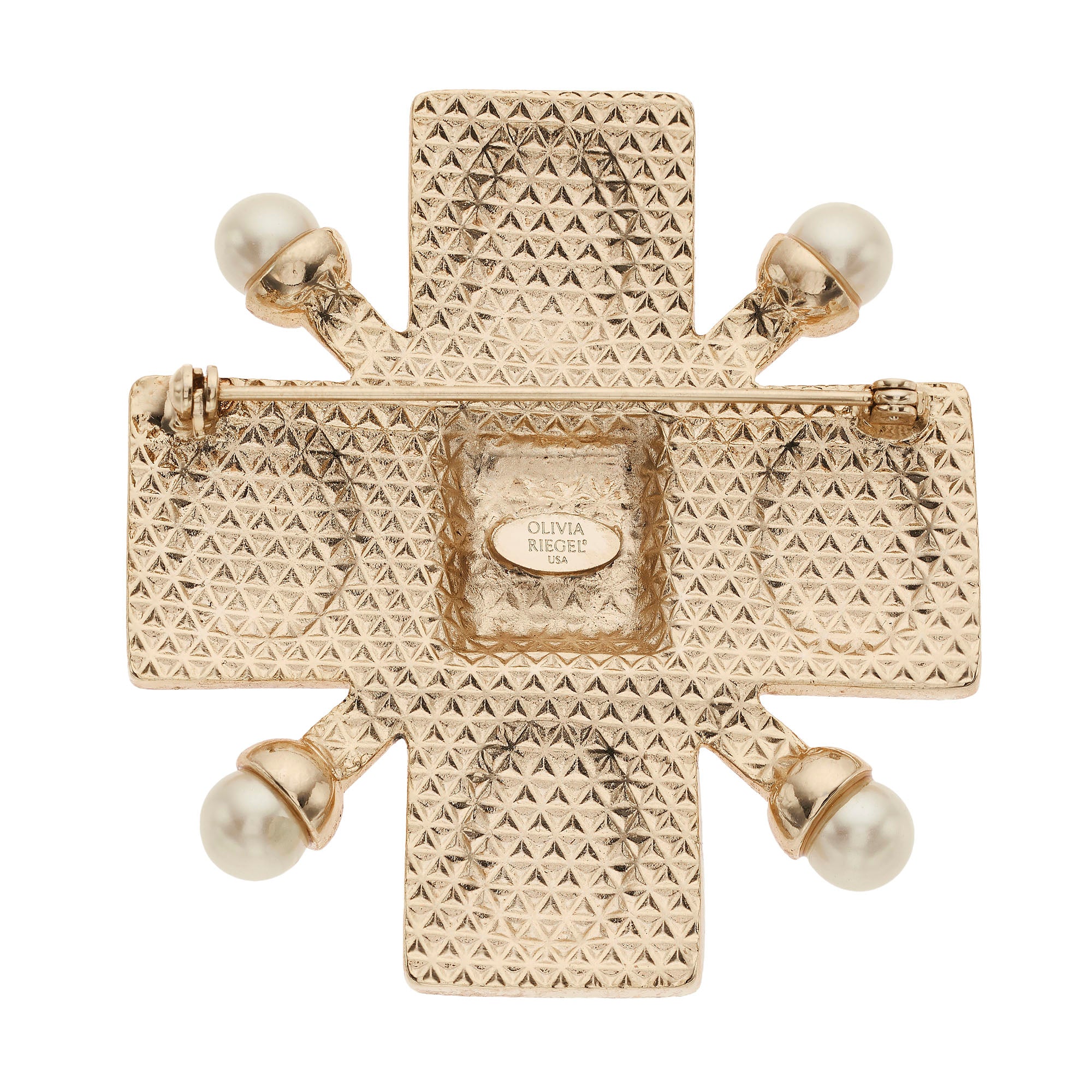 Olivia Riegel Jewelry Olivia Riegel Byzantine Revival Cross Brooch with Intaglios & Pearls