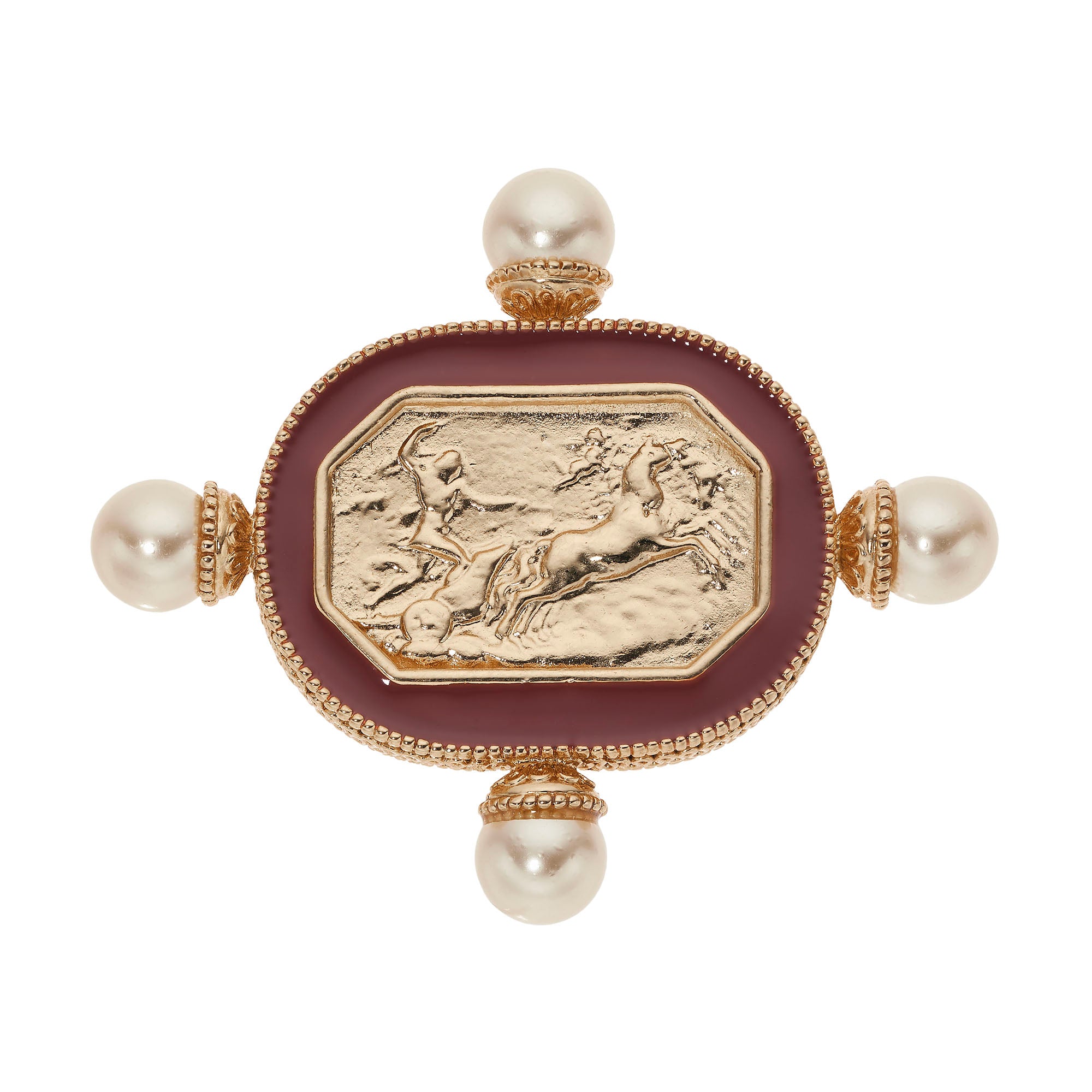 Olivia Riegel Jewelry Olivia Riegel Byzantine Revival Gold Intaglio Brooch with Pearls