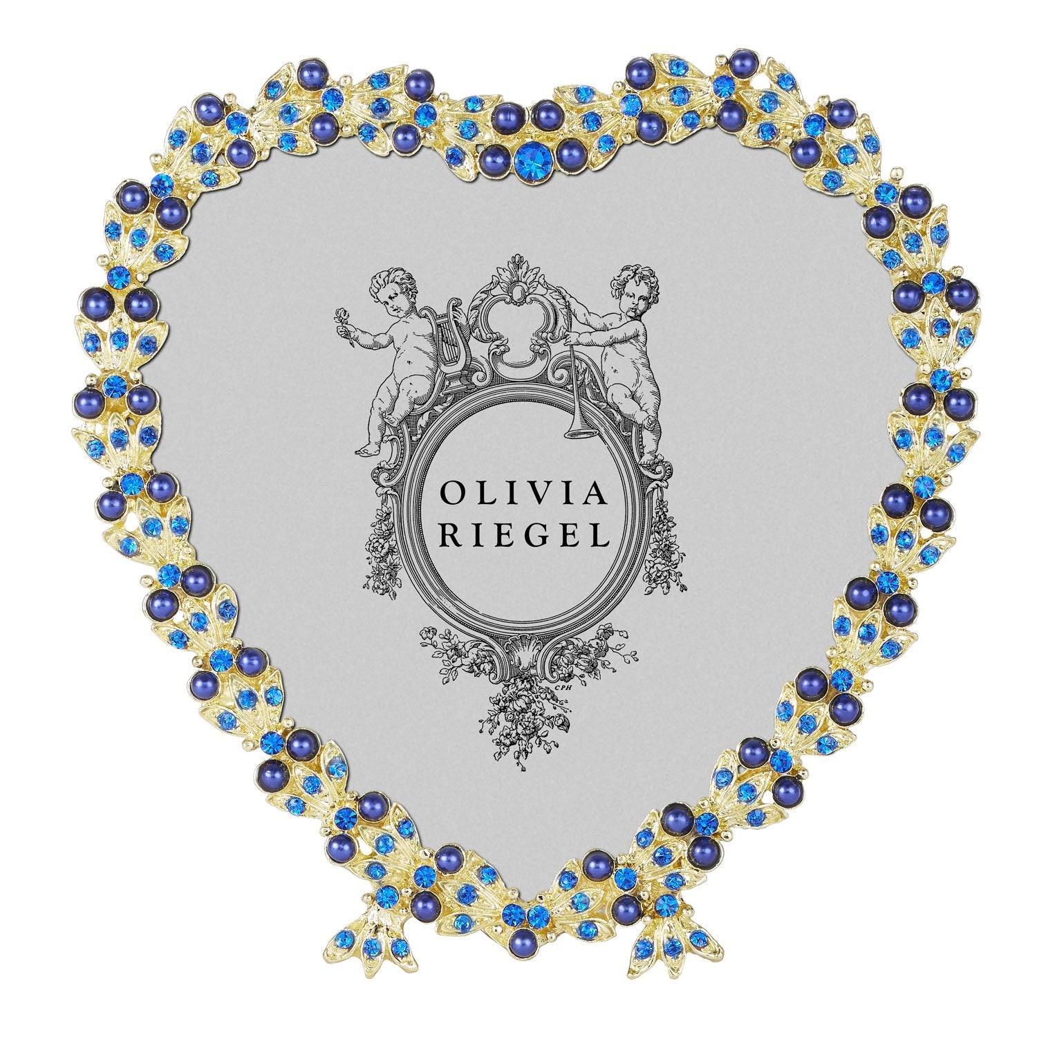 Olivia Riegel Picture Frames Olivia Riegel Contessa Heart Sapphire 3.5" Frame Gold