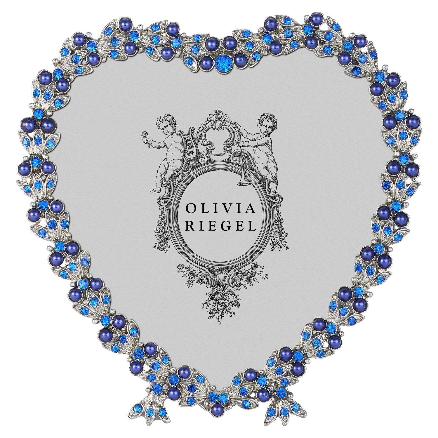 Olivia Riegel Picture Frames Olivia Riegel Contessa Heart Sapphire 3.5" Frame Silver