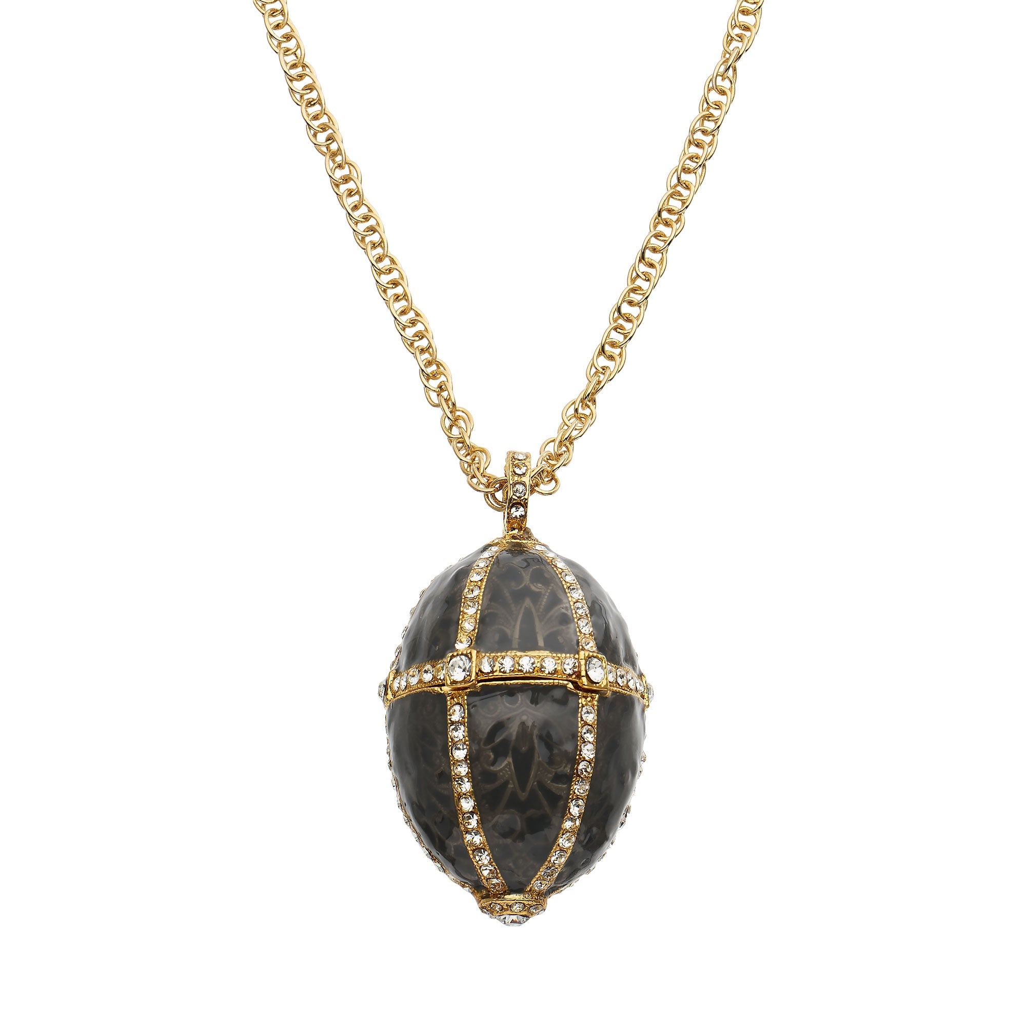 Olivia Riegel Jewelry Olivia Riegel Enamel Egg Locket Pendant Necklace Gray
