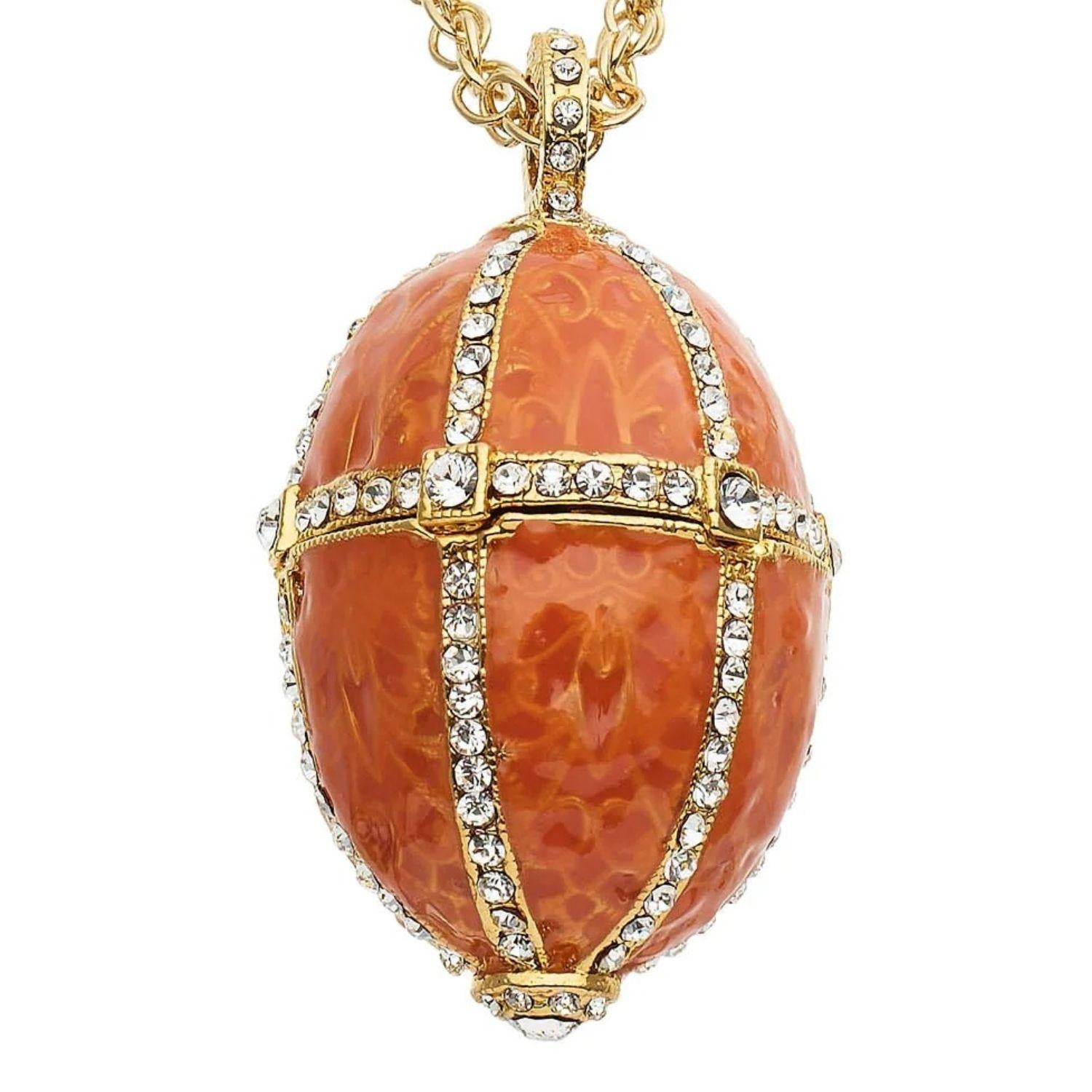Olivia Riegel Jewelry Olivia Riegel Enamel Egg Locket Pendant Necklace Salmon