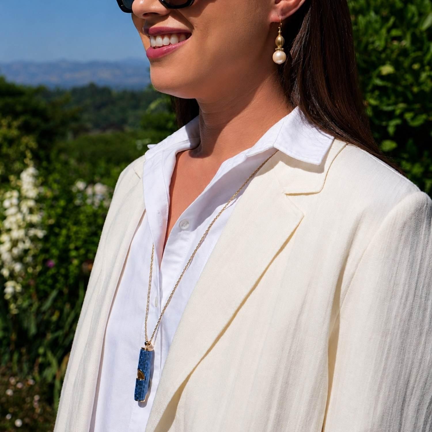 Olivia Riegel Jewelry Olivia Riegel Enamel Whistle Pendant Necklace Blue