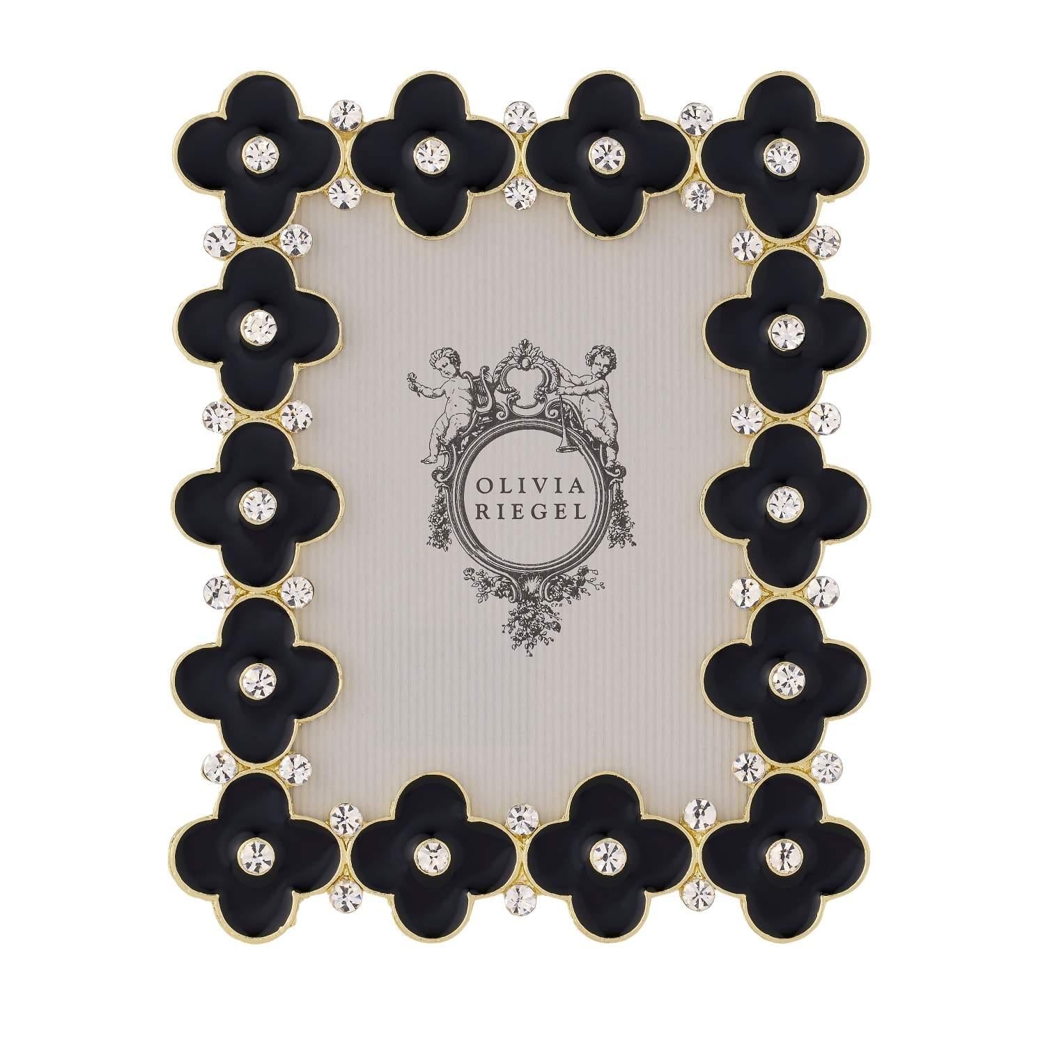 Olivia Riegel Picture Frames Olivia Riegel Gold Black Enamel Clover Picture Frame 2.5" x 3.5"