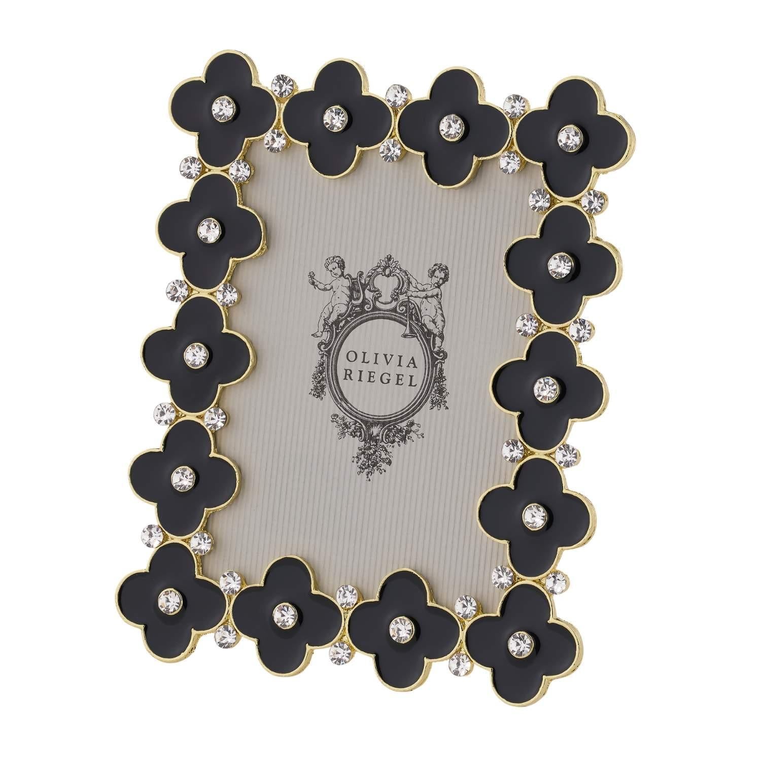 Olivia Riegel Picture Frames Olivia Riegel Gold Black Enamel Clover Picture Frame 2.5" x 3.5"
