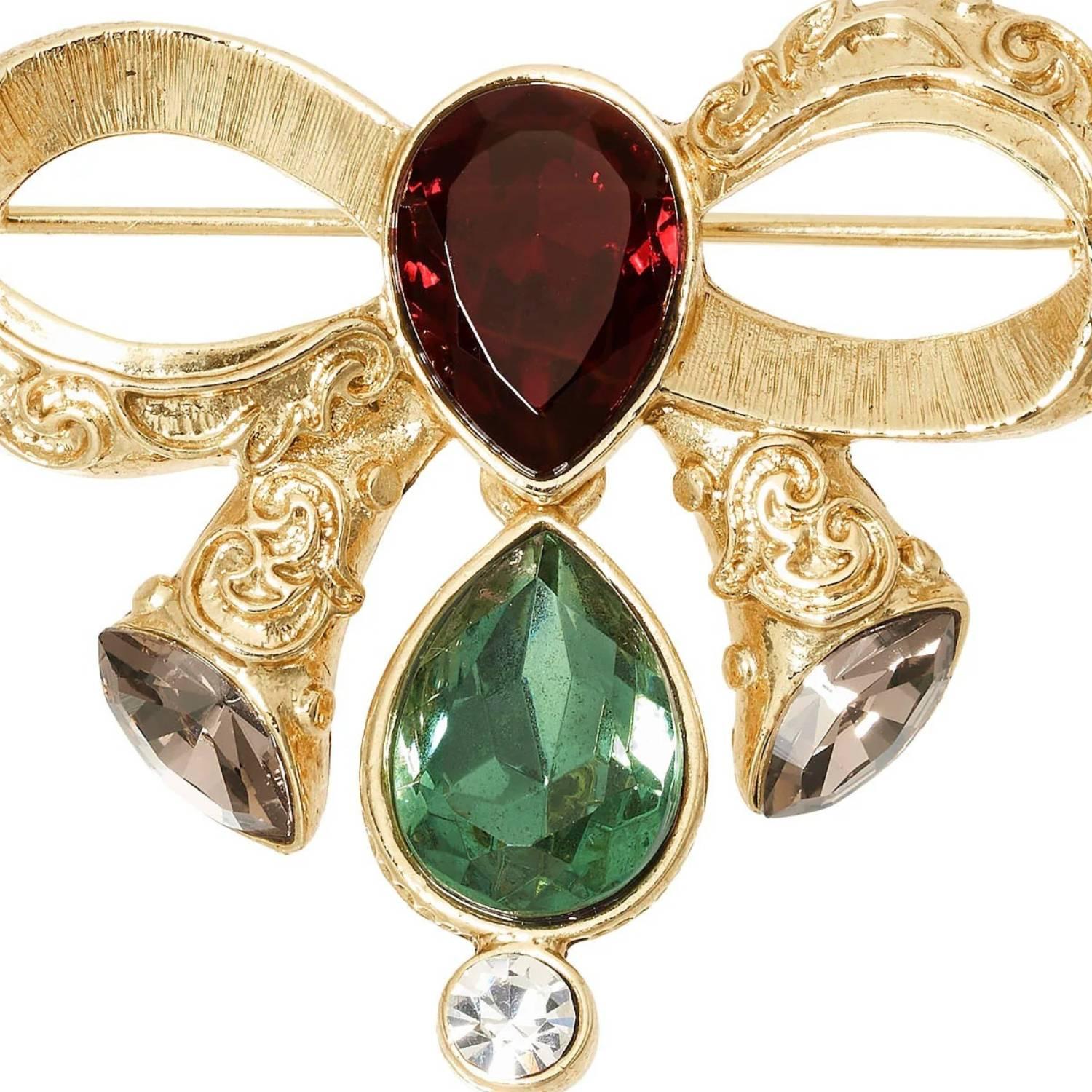 Olivia Riegel Jewelry Olivia Riegel Gold Bow Brooch with Crystals
