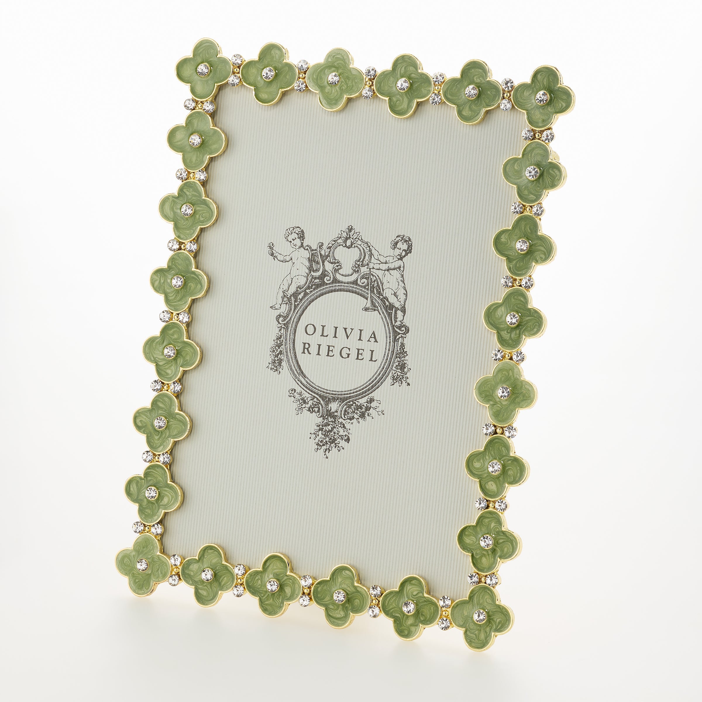 Olivia Riegel Picture Frames Olivia Riegel Gold Celadon Enamel Clover 5" x 7" Frame Green 5"x 7"