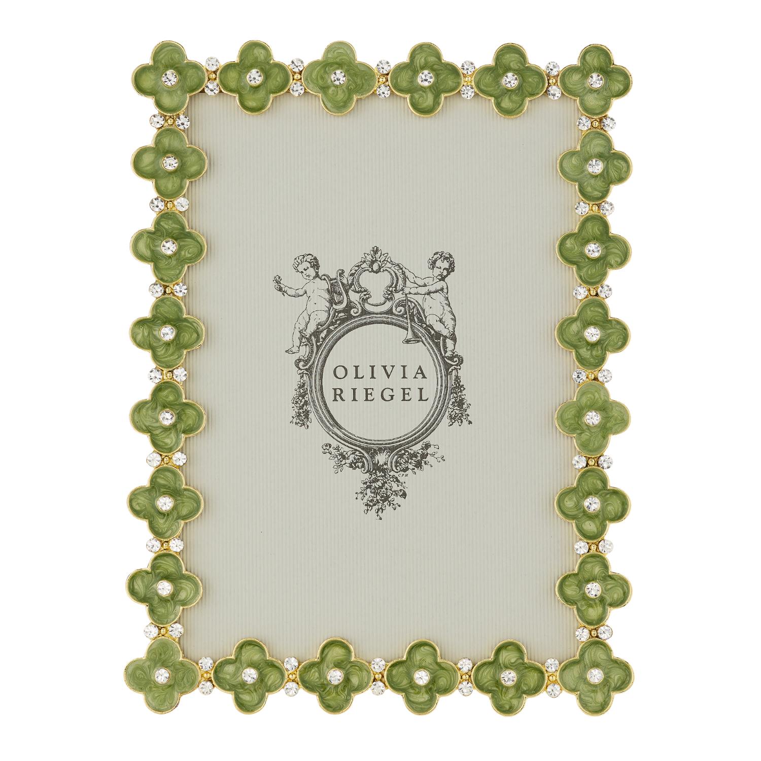 Olivia Riegel Picture Frames Olivia Riegel Gold Celadon Enamel Clover 5" x 7" Frame Green 5"x 7"