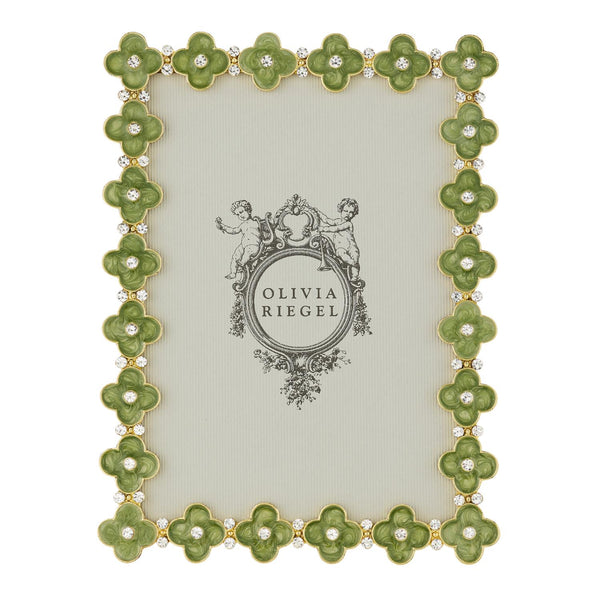 Olivia Riegel Picture Frames Olivia Riegel Gold Celadon Enamel Clover 5" x 7" Frame Green 5"x 7"