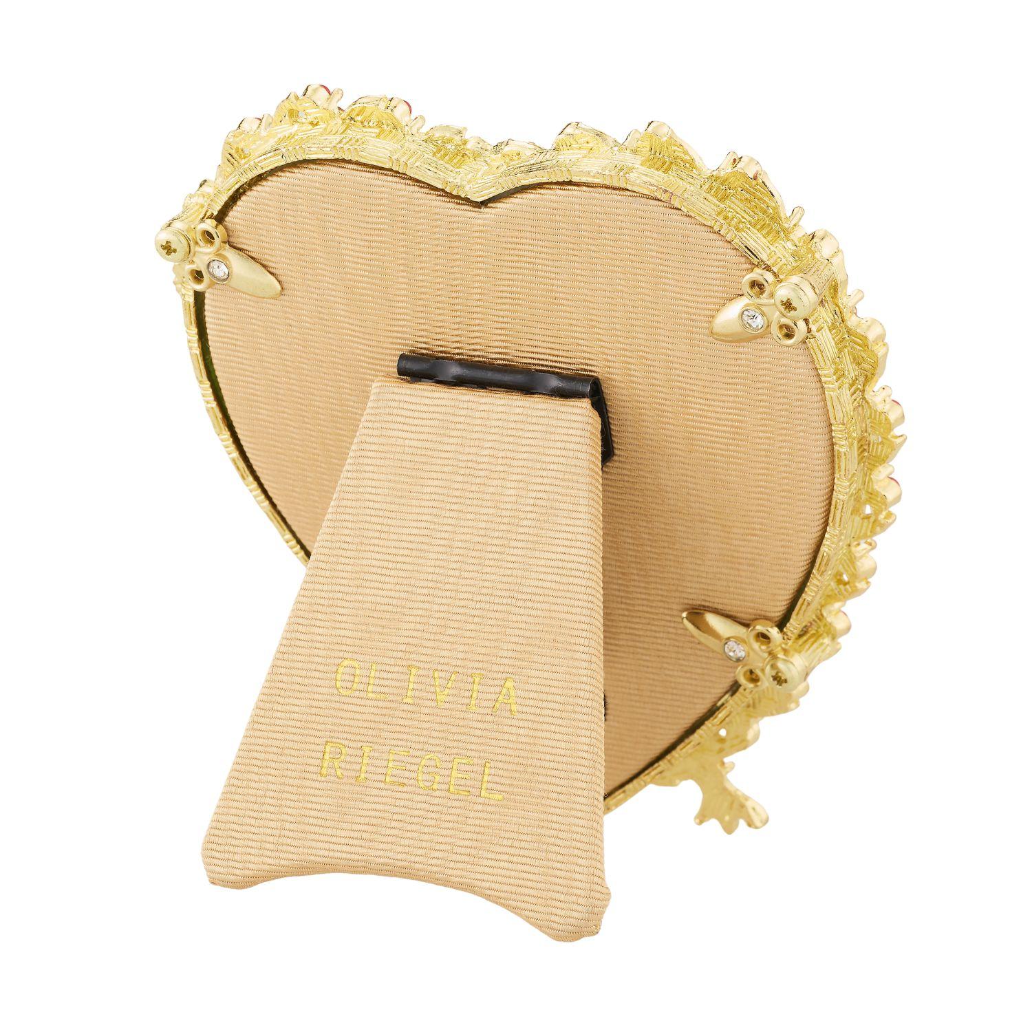 Olivia Riegel Picture Frames Olivia Riegel Gold Contessa Heart 3.5" Frame with Ruby Crystals & Red Pearls Red