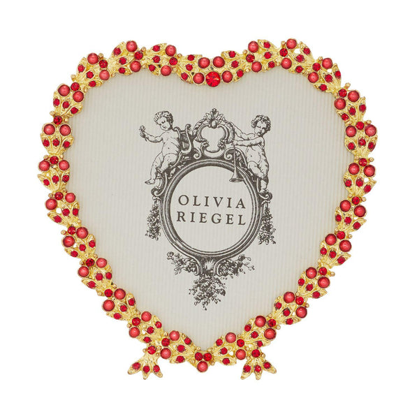 Olivia Riegel Picture Frames Olivia Riegel Gold Contessa Heart 3.5" Frame with Ruby Crystals & Red Pearls Red