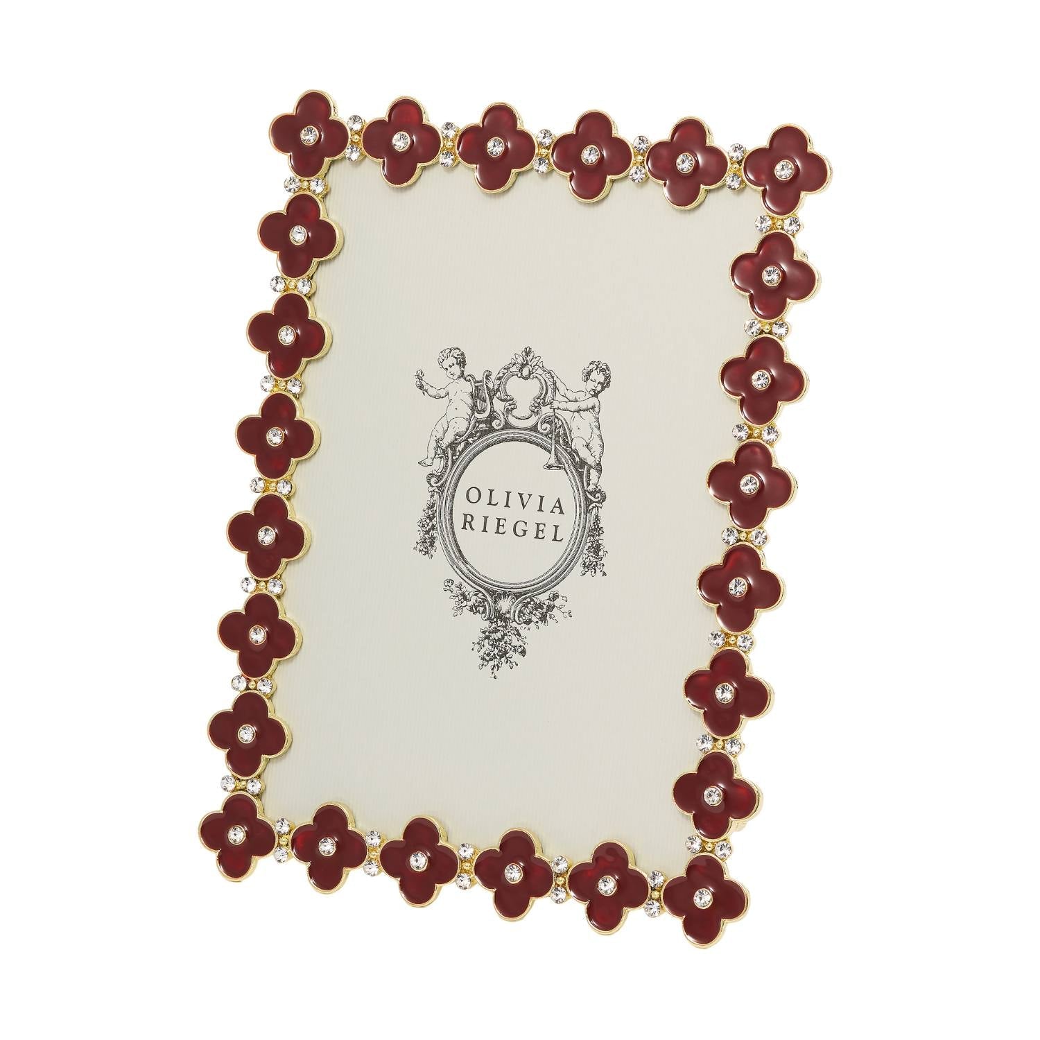 Olivia Riegel Picture Frames Olivia Riegel Gold Enamel Clover Picture Frame 5" x 7" Crimson