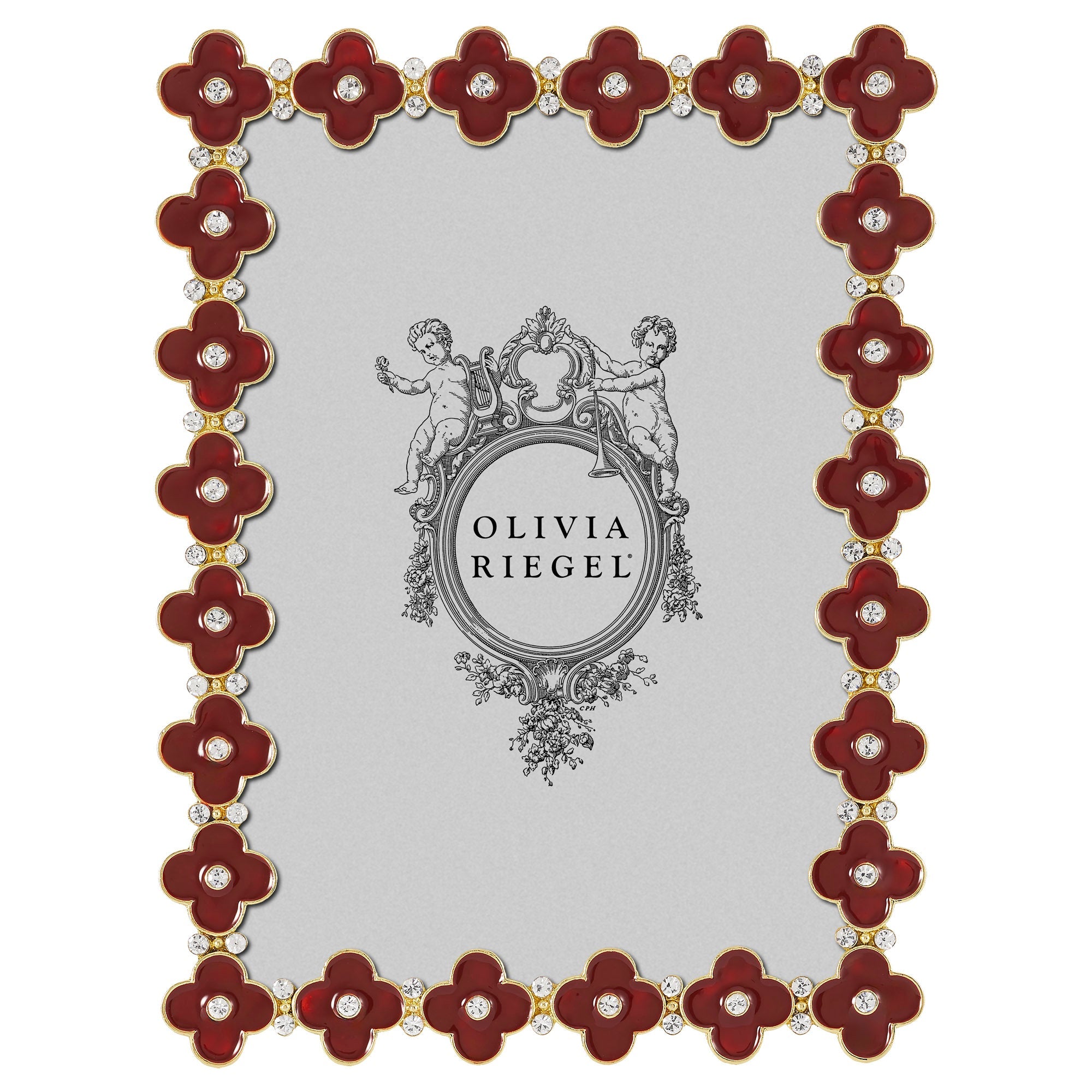 Olivia Riegel Picture Frames Olivia Riegel Gold Enamel Clover Picture Frame 5" x 7" Crimson