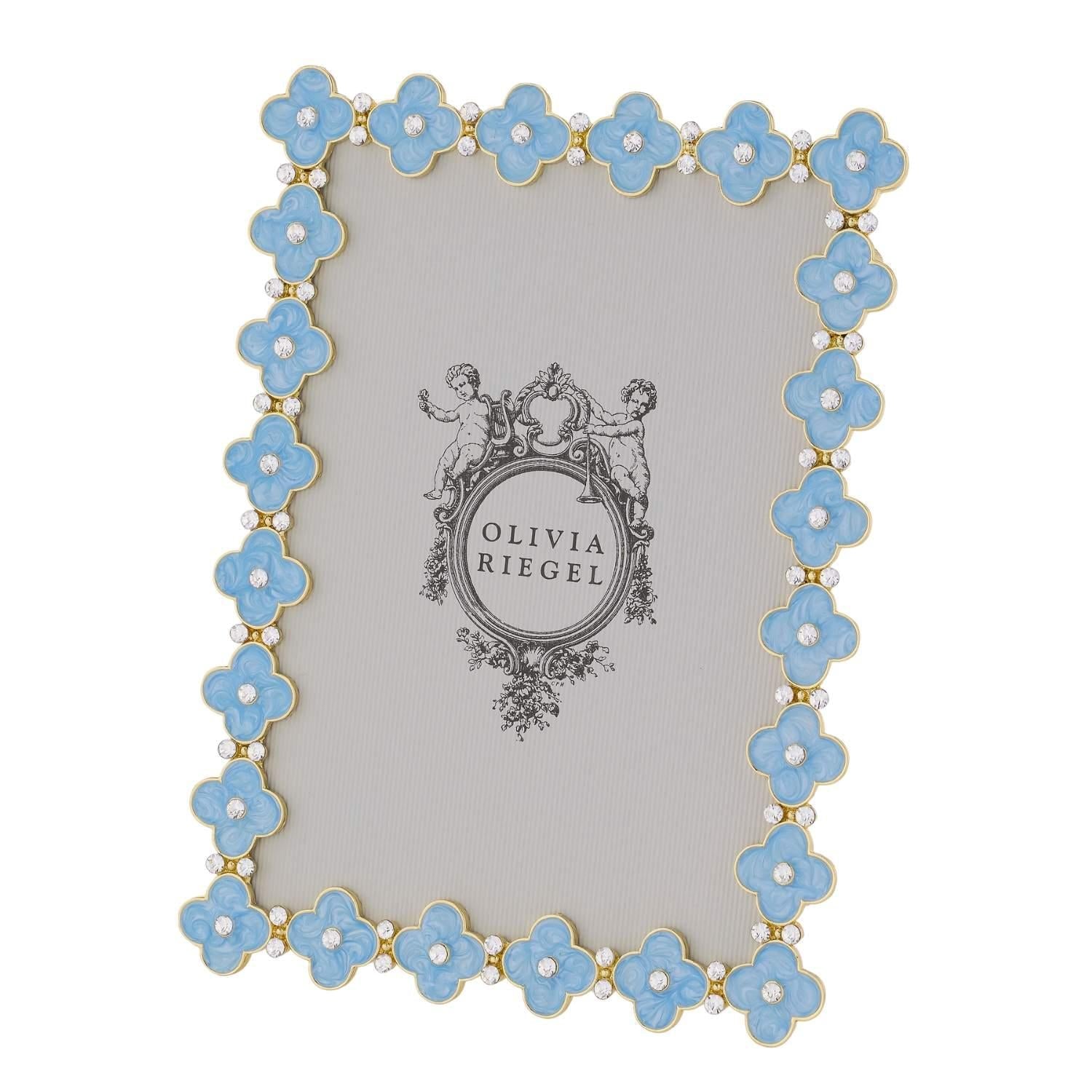 Olivia Riegel Picture Frames Olivia Riegel Gold Light Blue Enamel Clover Picture Frame 5" x 7"