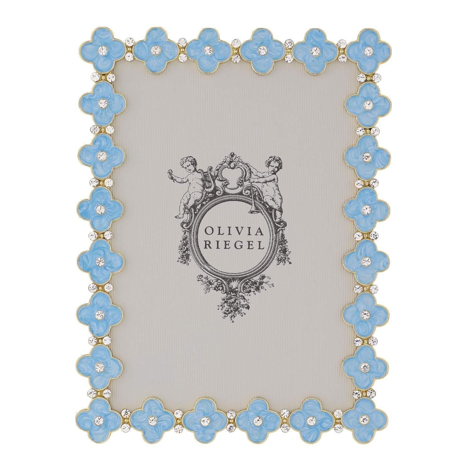 Olivia Riegel Picture Frames Olivia Riegel Gold Light Blue Enamel Clover Picture Frame 5" x 7"