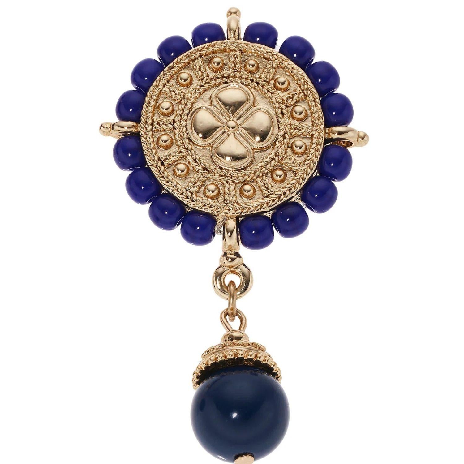 Olivia Riegel Jewelry Olivia Riegel Gold Medallion with Lapis Clip Earrings