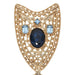 Olivia Riegel Jewelry Olivia Riegel Gold Shield Teardrip Brooch with Blue Stones