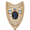 Olivia Riegel Jewelry Olivia Riegel Gold Shield Teardrip Brooch with Blue Stones