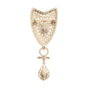 Olivia Riegel Jewelry Olivia Riegel Gold Shield Teardrip Brooch with Blue Stones