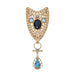 Olivia Riegel Jewelry Olivia Riegel Gold Shield Teardrip Brooch with Blue Stones