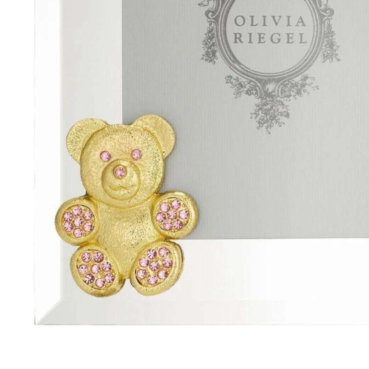 Olivia Riegel Picture Frames Olivia Riegel Gold Teddy Bear with Light Rose Crystals 5" x 7" Picture Frame Pink 5" x 7"