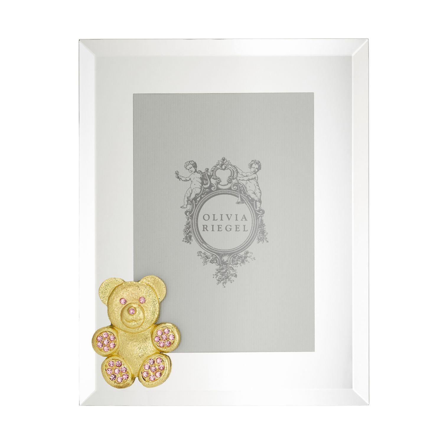 Olivia Riegel Picture Frames Olivia Riegel Gold Teddy Bear with Light Rose Crystals 5" x 7" Picture Frame Pink 5" x 7"