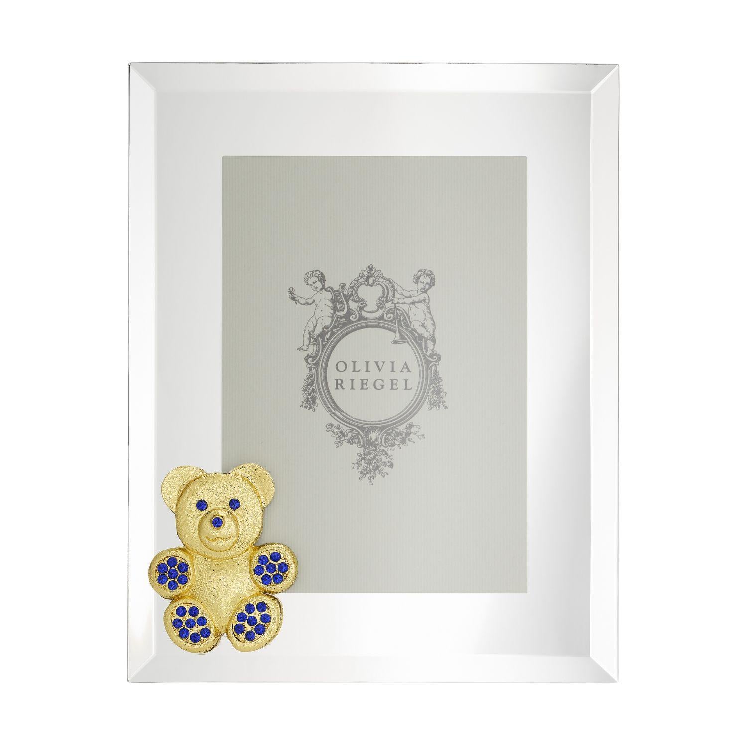 Olivia Riegel Picture Frames Olivia Riegel Gold Teddy Bear with Sapphire Crystals 5" x 7" Picture Frame Blue 5" x 7"