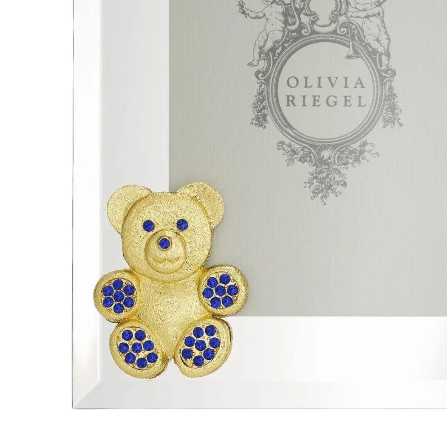 Olivia Riegel Picture Frames Olivia Riegel Gold Teddy Bear with Sapphire Crystals 5" x 7" Picture Frame Blue 5" x 7"