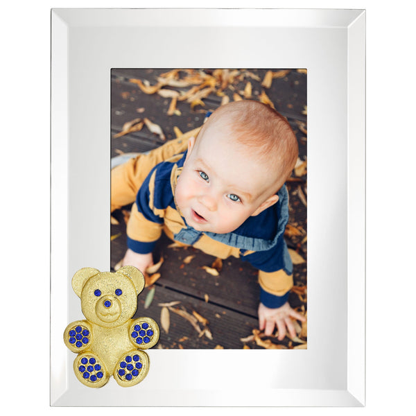 Olivia Riegel Picture Frames Olivia Riegel Gold Teddy Bear with Sapphire Crystals 5" x 7" Picture Frame Blue 5" x 7"