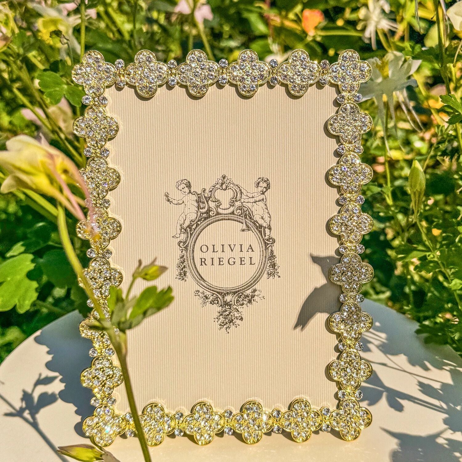 Olivia Riegel Picture Frames Olivia Riegel Pavé Clover Frame Gold 5" x 7"