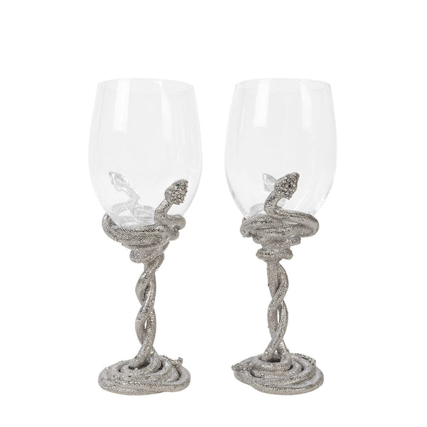 Olivia Riegel Gfitware Olivia Riegel Serpentina Wine Glass (Set of 2) Silver