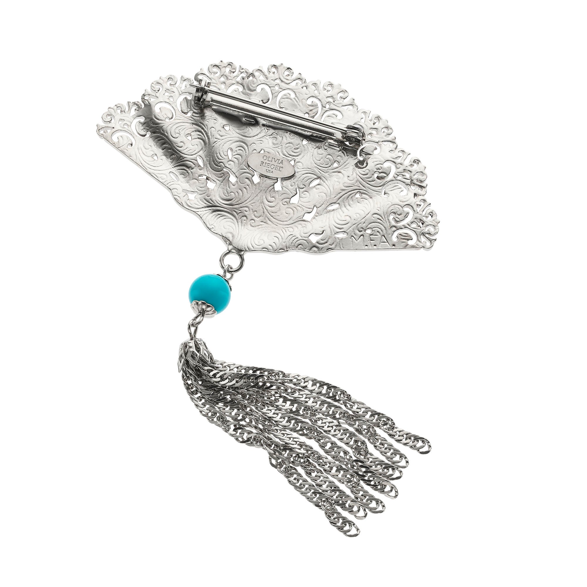 Olivia Riegel Jewelry Olivia Riegel Silver Fan with Tassel Brooch