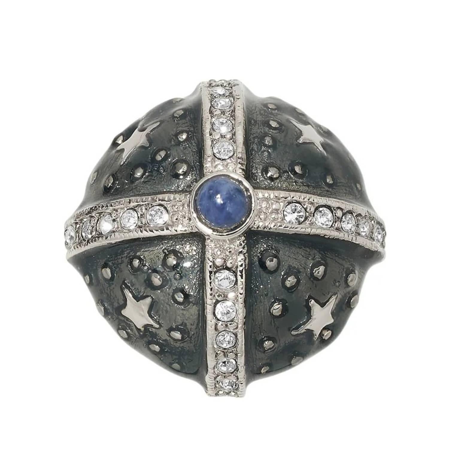 Olivia Riegel Jewelry Olivia Riegel Silver Gray Enamel Round Clip Earrings