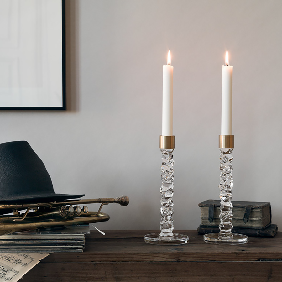 Orrefors Giftware Orrefors Carat Candlestick Brass Medium - Set of 2
