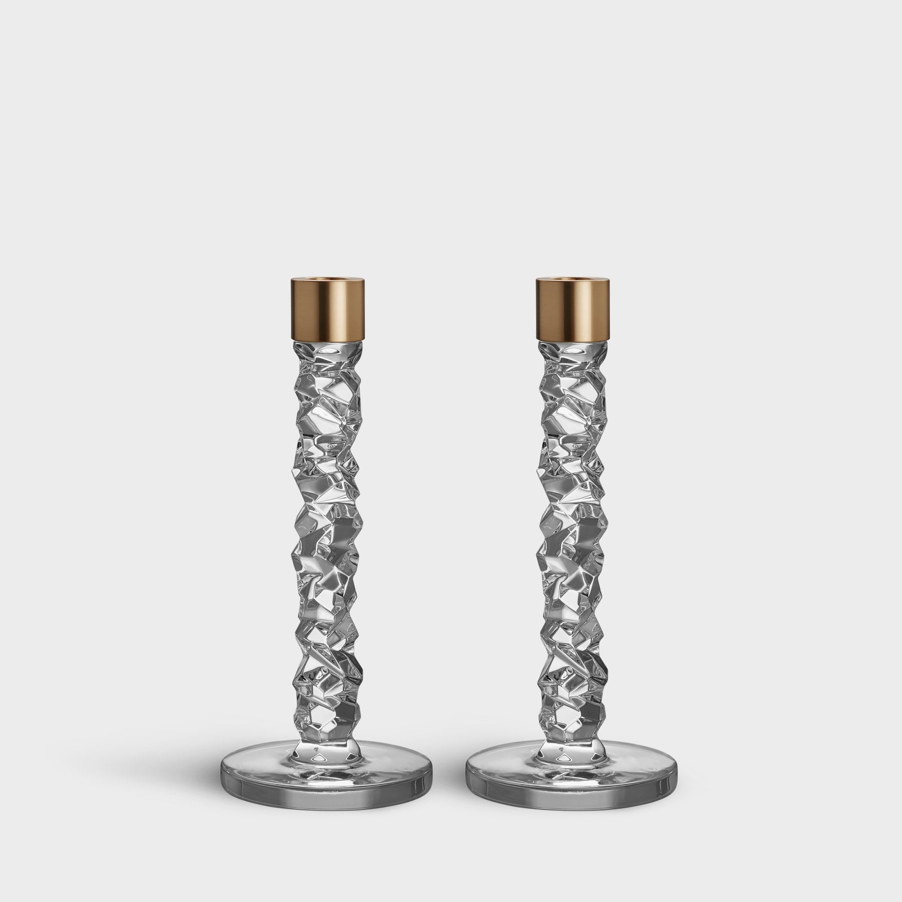 Orrefors Giftware Orrefors Carat Candlestick Brass Medium - Set of 2