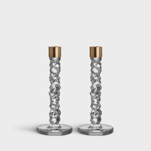 Orrefors Giftware Orrefors Carat Candlestick Brass Medium - Set of 2